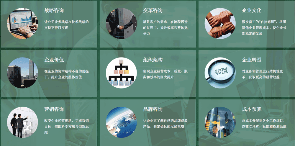 成长型企业全方位企业管理咨询服务内容和主要项目