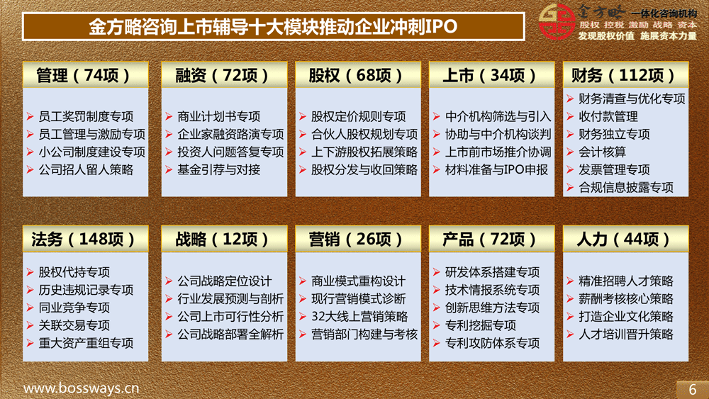 IPO上市辅导十大模块