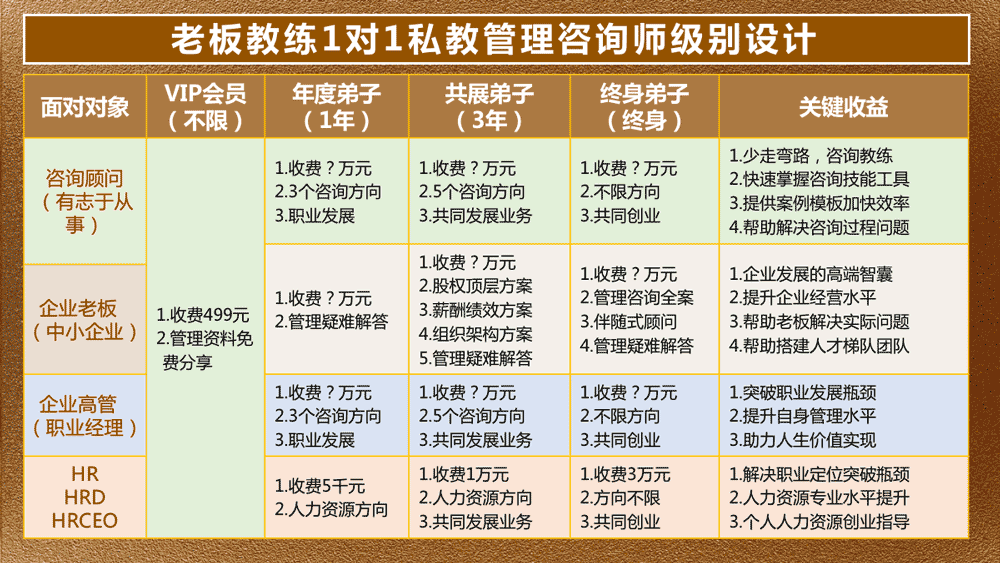 老板教练1对1私教全案管理咨询师计划